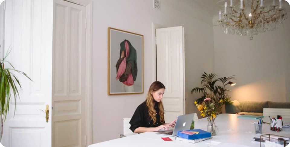 Person working from their own living room