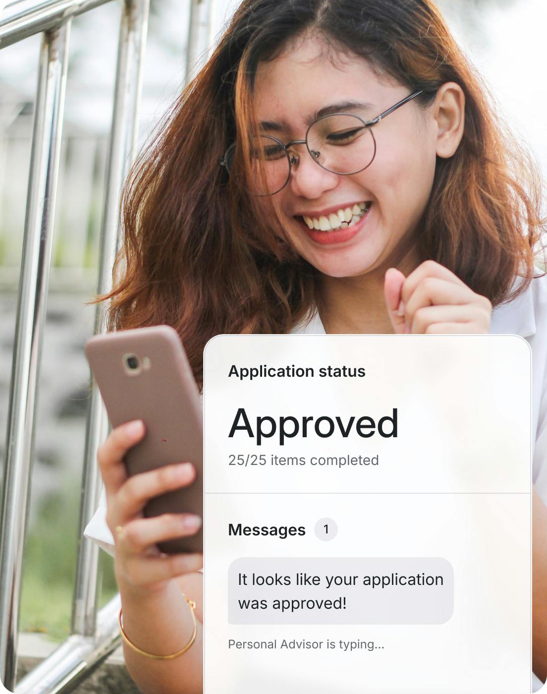 Person excited that their visa application got approved